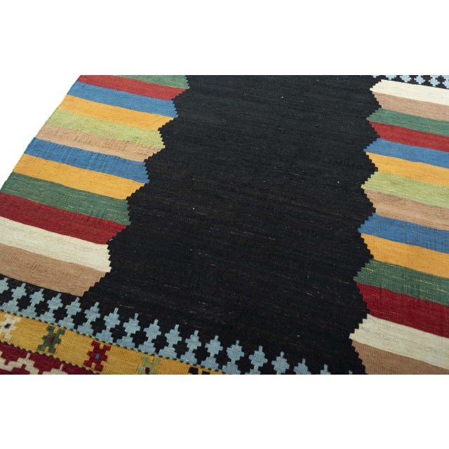 Handwoven Wool Mazandaran Kilim Rug For Sale - Image 4 of 9