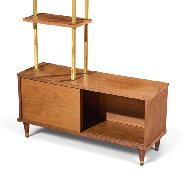 Mid Century Walnut and Brass Wall Unit Room Divider For Sale - Image 10 of 10