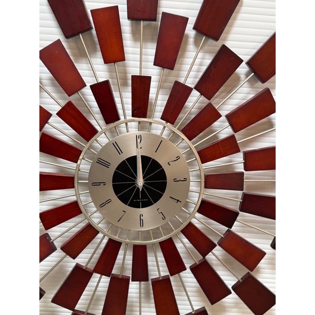 Kenneth Wingard Mid 20th Century Inspired Sunburst Wall Clock For Sale - Image 12 of 12