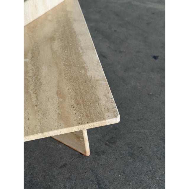 1970s Honed Travertine Coffee Table Set - Two Piece For Sale - Image 12 of 18