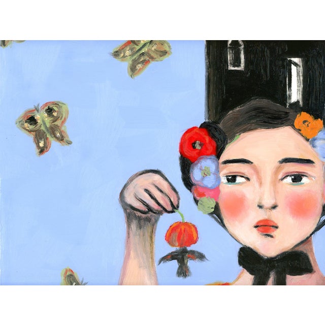 Wood Siobhán, Beekeepers Daughter Mid Century Modern Swedish Vintage Style Portrait Oil Painting by Alexandra Swistak For Sale - Image 7 of 8