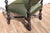 Pair of Antique High Back Throne Armchairs | Green Upholstery & Gold Monogram | Early 20th Century For Sale - Image 14 of 18
