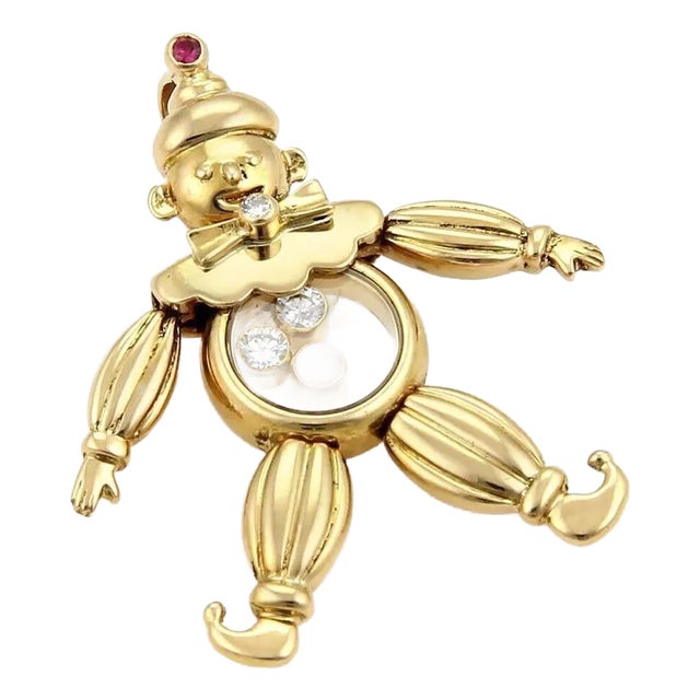 Chopard Animated Diamonds & Rubies 18k Yellow Gold Clown Charm Pendant For Sale