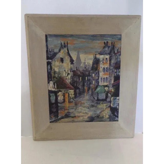 Mid Century Oil on Canvas Denmark Danish Street Scene Signed For Sale - Image 4 of 10