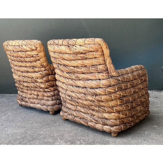 Vintage Twisted Rattan Lounge Chairs After Ralph Lauren - A Pair For Sale - Image 9 of 18