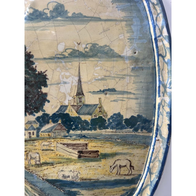 Blue Monochrome Delftware Plaque, 18th Century For Sale - Image 5 of 17