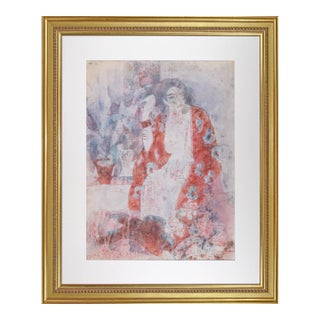 Vintage Mixed Media 'Woman in a Kimono' by Victor Di Gesu Paris C.1950s For Sale