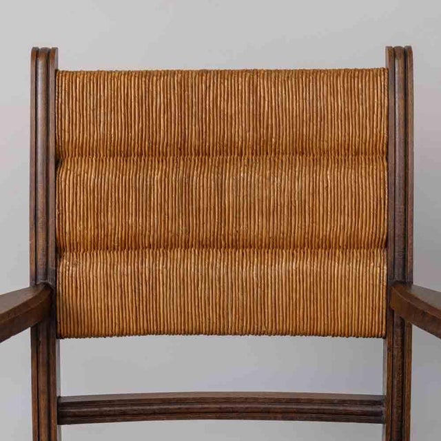 1940s Pair of Carved Wood and Woven Chairs by Charles Dudouyt For Sale - Image 9 of 13