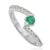 Contemporary Minimalist Hallmarked 925 Silver Round 0.29 Ct Emerald & Diamond Ring Size 7 For Sale - Image 3 of 12