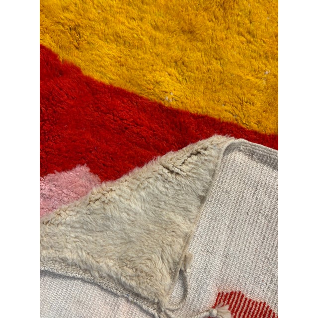 Contemporary Beni M'rirt Moroccan Wool Rug – Abstract Hand-Knotted Berber Carpet – Large Red Saffron Ivory Statement Rug For Sale - Image 6 of 8