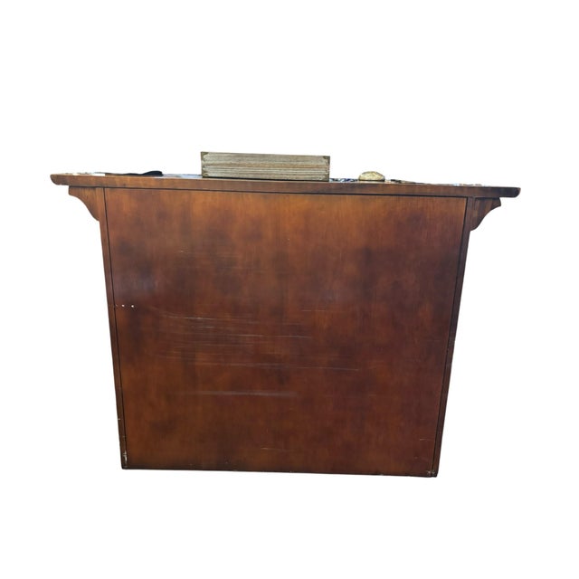 Vintage Chinese Campaign Style Walnut Server Cabinet For Sale - Image 9 of 12