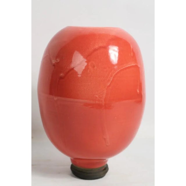 Post Modern Orange and Gold Pottery Vase of Mans Head For Sale In New York - Image 6 of 10
