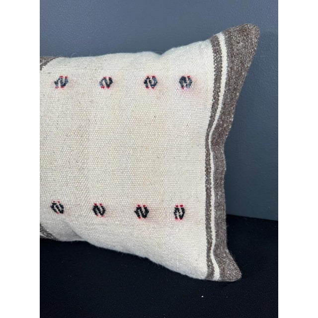 Turkish Hemp Pillow Cushion Natural Beige Brown Pillow Cushion Cover 16" x 24" For Sale - Image 4 of 4