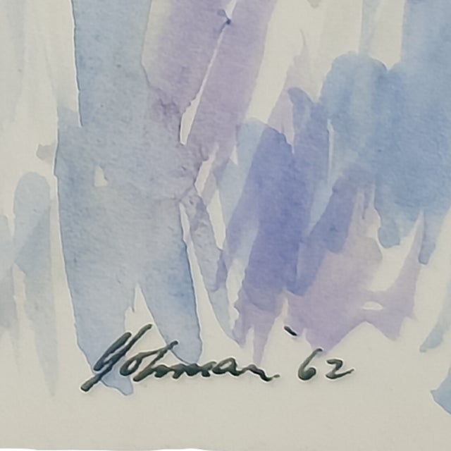 Paint Abstraction of Purple, Blue, and Yellow - Robert Lohman, C. 1962 For Sale - Image 7 of 8