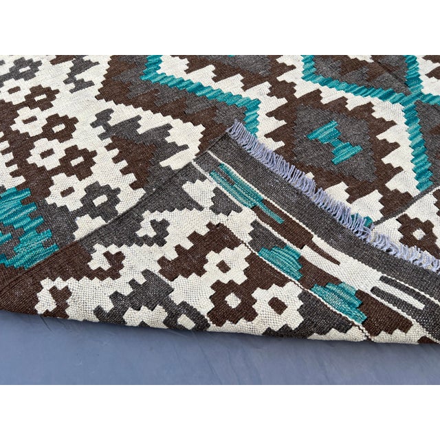 Textile Afghan Flat Weave Tribal Kilim Rug For Sale - Image 7 of 7