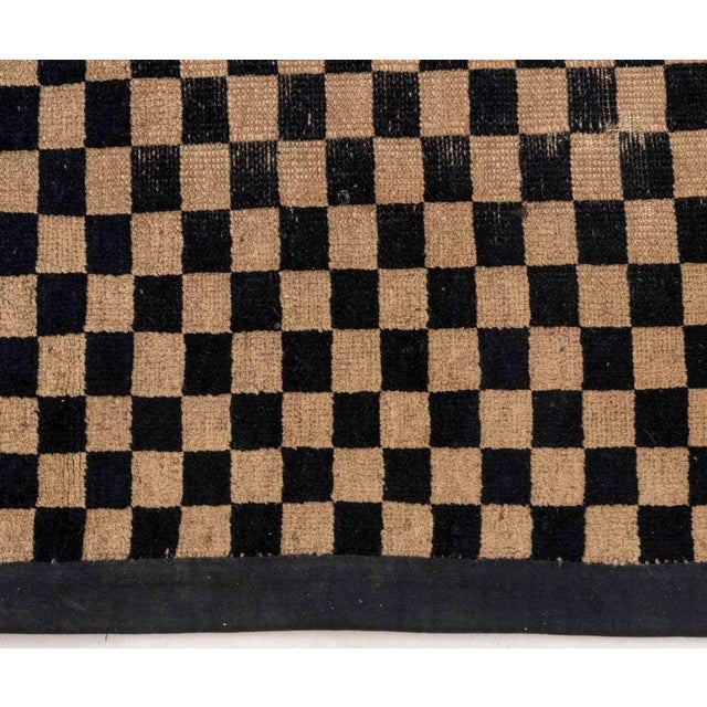 Tibetan Black and Tan Checkered Rug, 3' 5" X 2' 8" For Sale - Image 4 of 6