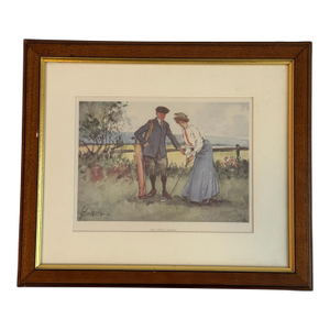 Early 20th Century "The First Lesson" Golf Lithograph