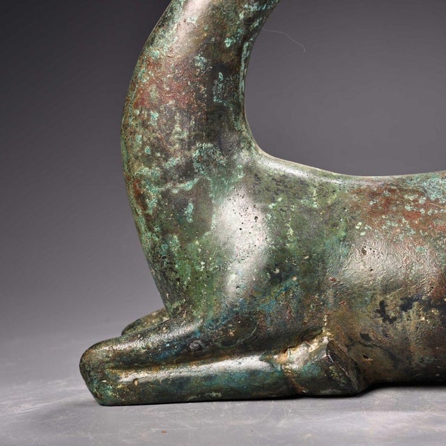 Late 19th Century Bronze Deer Oil Lamp With Inscription, 2300g, Archaic Style For Sale In Los Angeles - Image 6 of 10