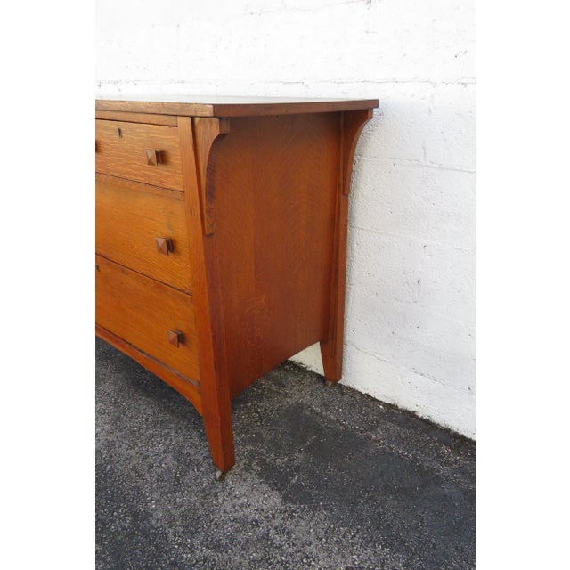Mission Art and Craft Early 1900s Low Oak Dresser 6126 For Sale - Image 9 of 15