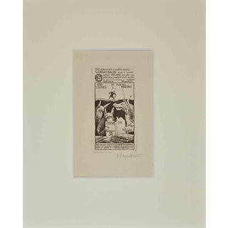 Alberto Martini, Ex Libris Giorgio Balbi, Woodcut, Mid-20th Century For Sale