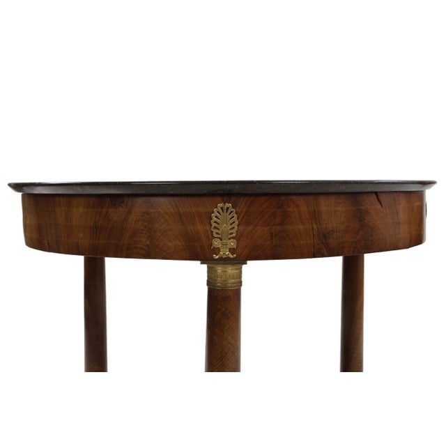 Black French Empire Antique Burl Walnut Center Table W/ Black Marble Top Circa 1815 For Sale - Image 8 of 12