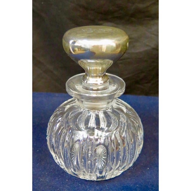Metal Vintage Art Deco Period Sterling & Crystal Cologne Bottle For Sale - Image 7 of 11