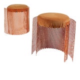Image of 1980s Contemporary Orange Perforated Metal Stools - a Pair For Sale