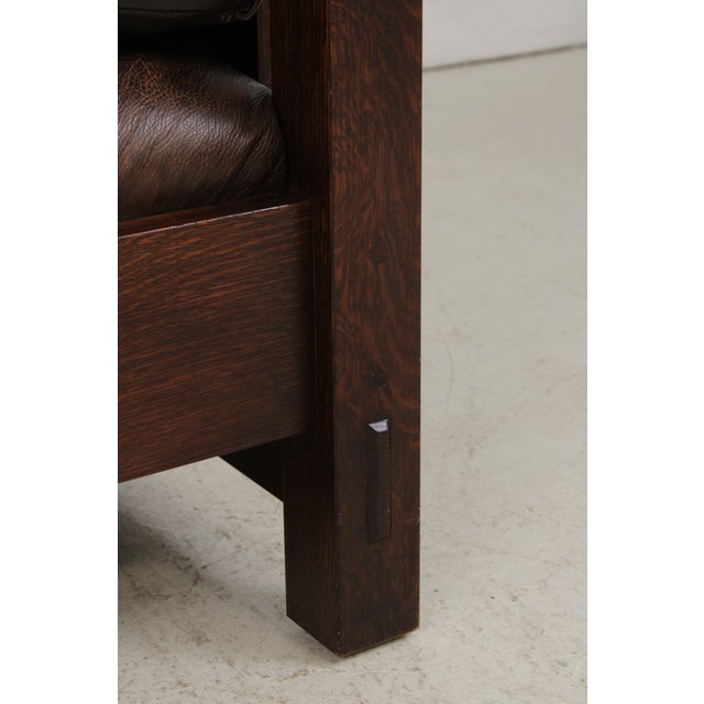 Brown Stickley Mission Oak Settee Sofa For Sale - Image 8 of 18
