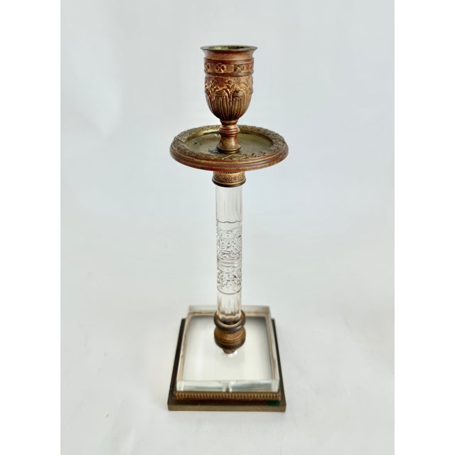 Bronze 19th C French Restoration Gilt Bronze & Cut Crystal Candlesticks - A Pair For Sale - Image 8 of 13