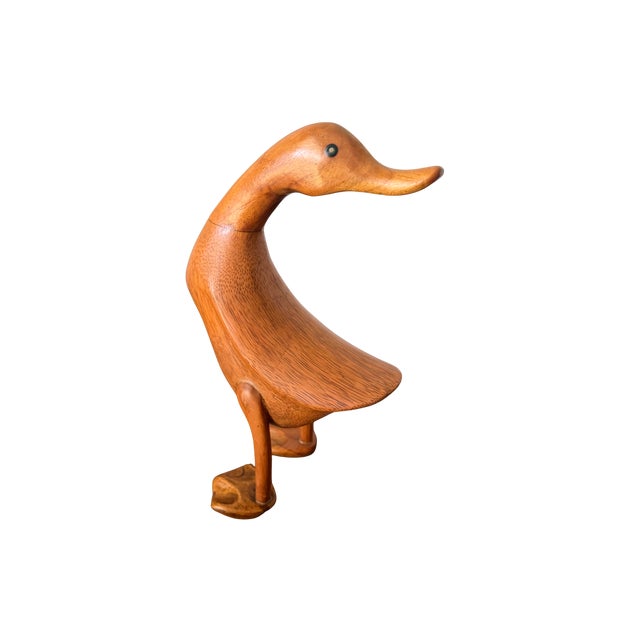 Wood Mid 20th Century Duck Hand-Carved Natural Wooden Duck Sculpture – Organic Modern Folk Art Figurine, Sustainable Bamboo Root Decor For Sale - Image 7 of 17