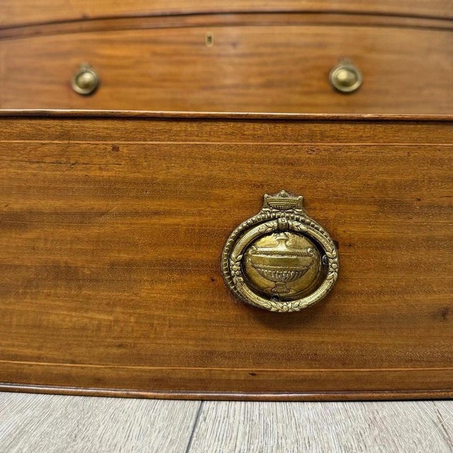 Early 19th Century Inlaid Mahogany Bow Front Chest For Sale - Image 6 of 12