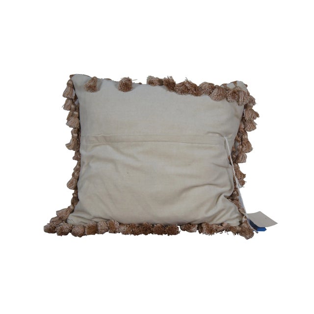 Chinese Mid 20th Century Seagull Chinese Carpets Wool Floral Embroidered Tassel Lumbar Throw Pillow For Sale - Image 3 of 12