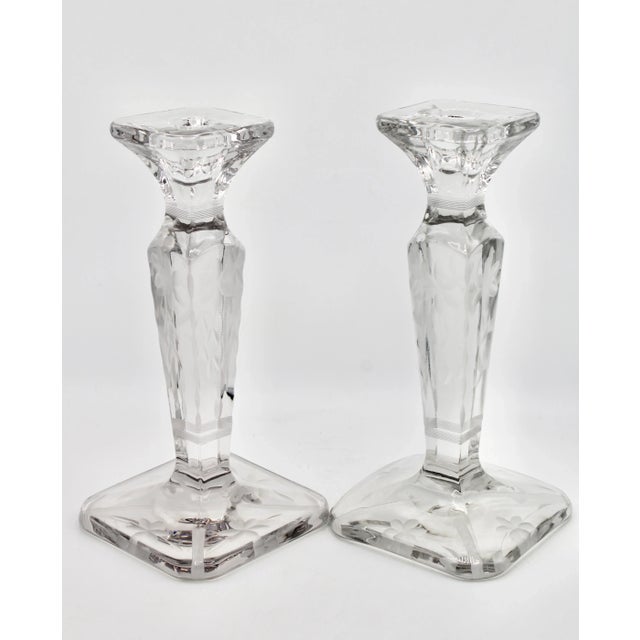 Vintage French Country Crystal Candlesticks For Sale - Image 4 of 12