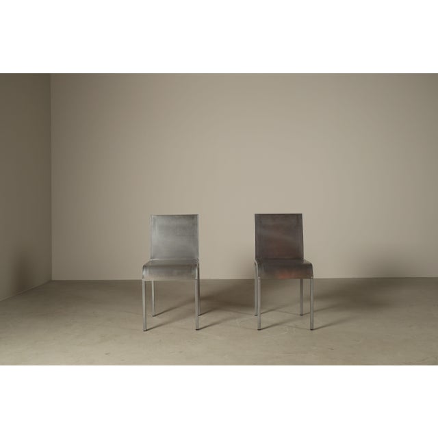 Gray Postmodernist Stainless Steel Dining Chairs, 1980-1990, Set of 6 For Sale - Image 8 of 16