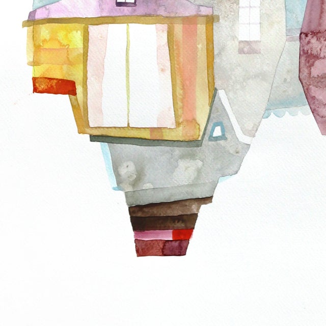 Abstract Texas Wildflowers - Original Architectural Floral Still Life Watercolor Painting For Sale - Image 3 of 6