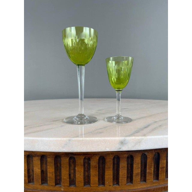 Antique Baccarat Green Crystal Glassware Set, Set of 12 For Sale - Image 10 of 11