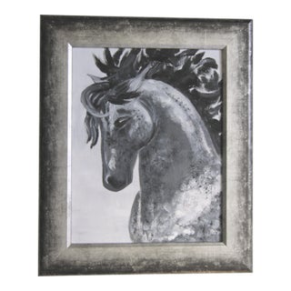 Horse Portrait Black & White Minimalism Expressionism Brutalist Original Oil Painting by Cleo Plowden For Sale