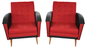 Set of Vintage Red & Black Lounge Chairs, 1960s