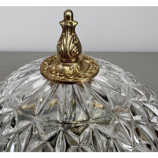 Vintage French Brass and Crystal Ceiling Lamp For Sale - Image 6 of 12