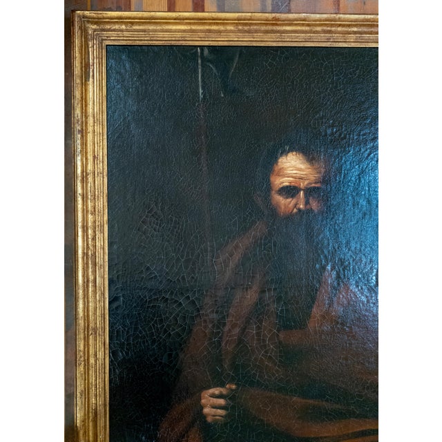 Baroque 18th Century Italian Old Master Portrait Painting of Saint Matthew After Jusepe De Ribera For Sale - Image 3 of 12