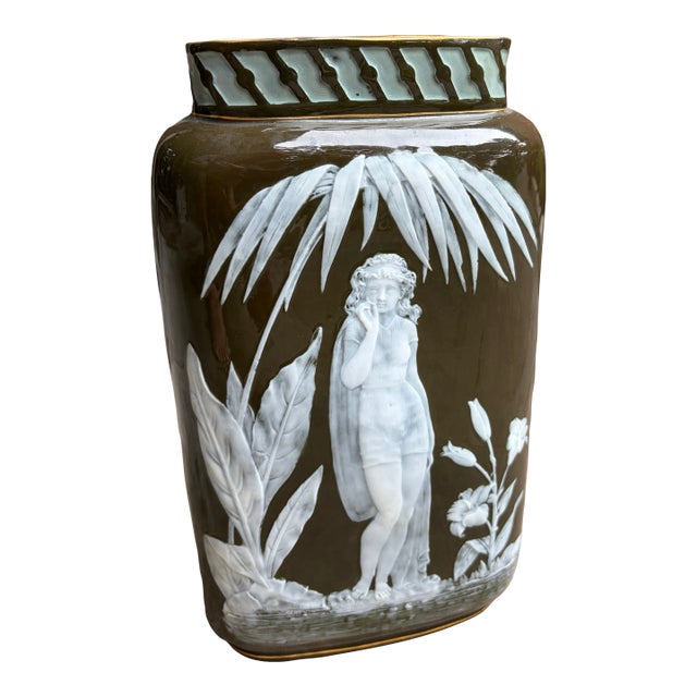 19c Victorian George Jones Pâte-Sur-Pâte Vase For Sale
