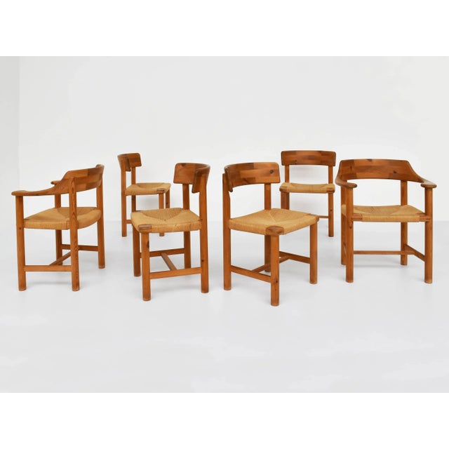 1970s Extendable Pine Wood Table with Chairs Mod. To Love by Rainer Daumille, Denmark, 1977, Set of 7 For Sale - Image 5 of 13