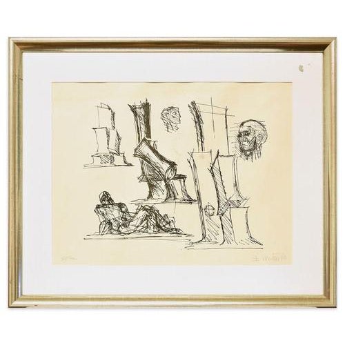 Untitled is an original artwork realized in the 1970s by the famous artist Fritz Wotruba Black and white lithograph....