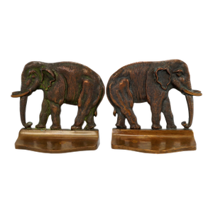 Pair of Vintage Bronze Elephant Bookends 1920's/30's