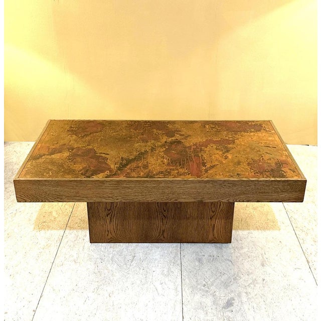 Coffee designed in the 1960s by Bernhard Rohne, this table features an incredibly intricate surface made with innovative...