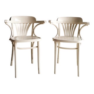 White Bentwood Dining or Café Chairs from ZPM Radomsko, 1930s, Set of 2 For Sale