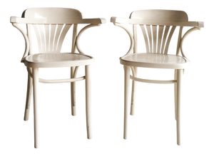 White Bentwood Dining or Café Chairs from ZPM Radomsko, 1930s, Set of 2