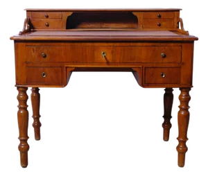 Antique Wooden Desk with Drawers, Late 19th Century
