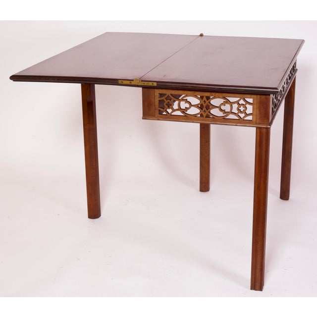 Chippendale Walnut Game Table by Bartley Collection For Sale - Image 10 of 12
