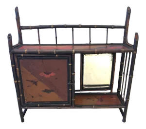 Antique Chinoiserie Bamboo Hanging Shelf Etagere